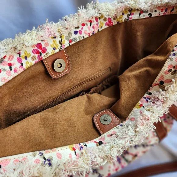 Patricia Nash Floral Cotton/Italy Leather Lady Handbag/Shoulder Bag - Picture 9 of 16